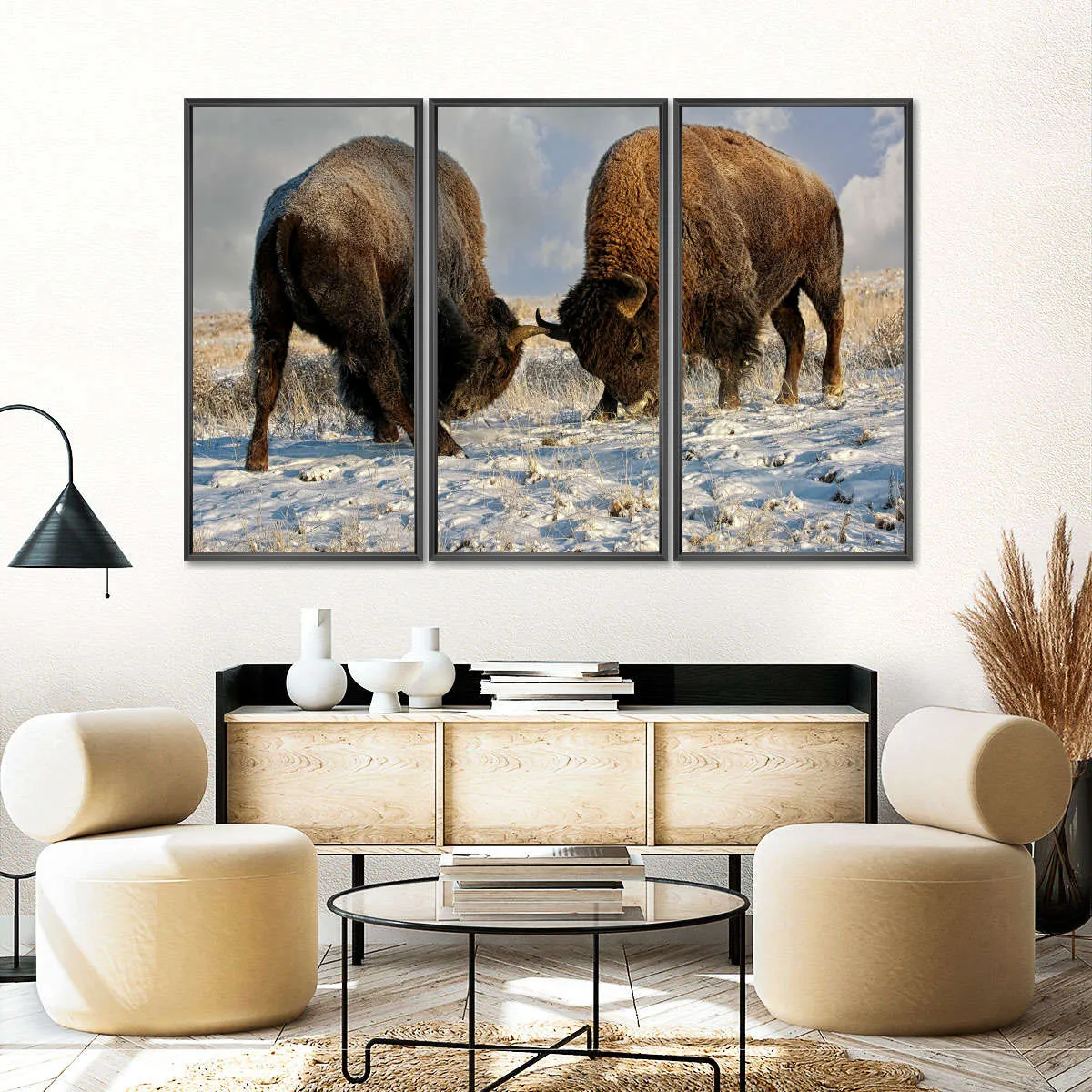 A Fight Between Two Male Bison Wall Art