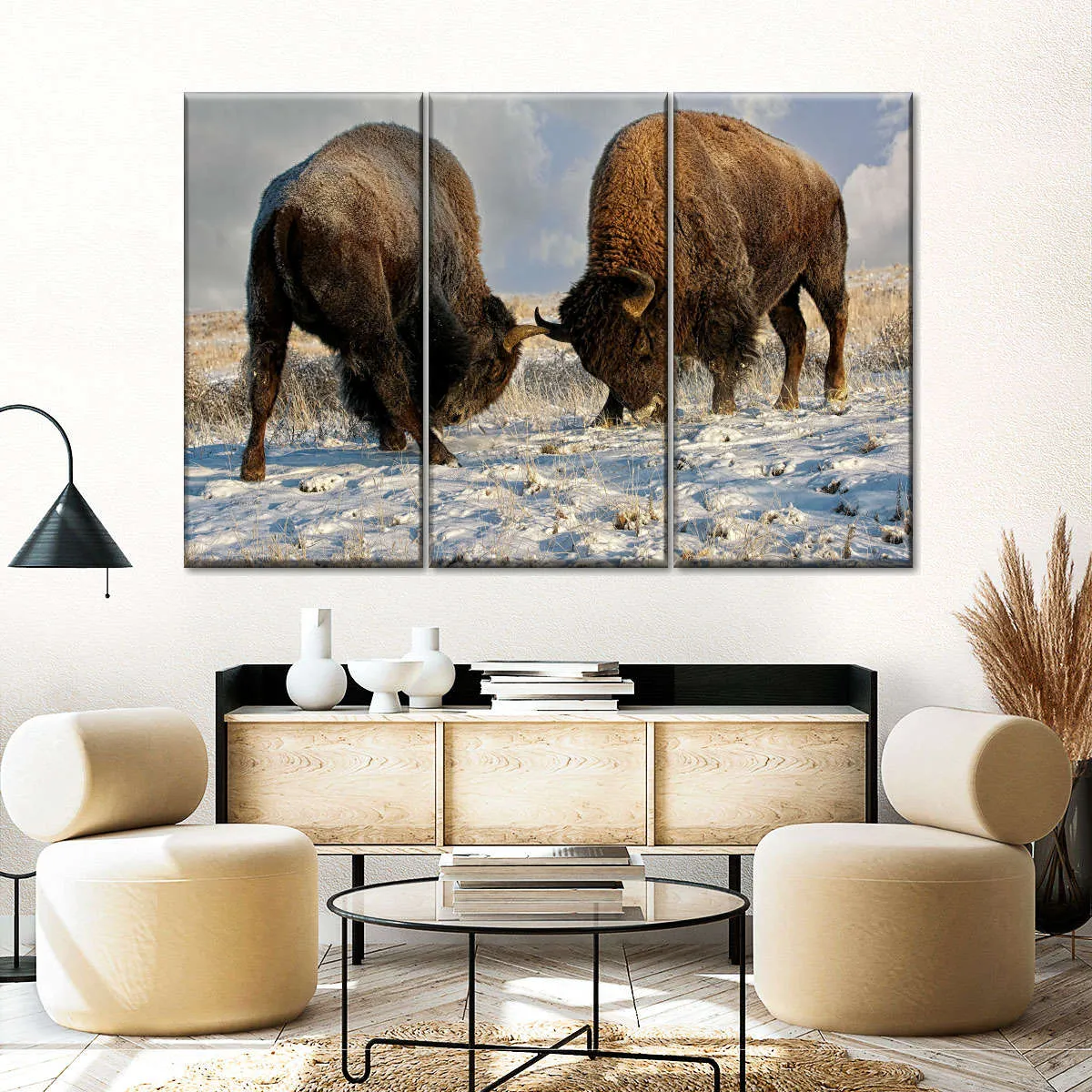 A Fight Between Two Male Bison Wall Art