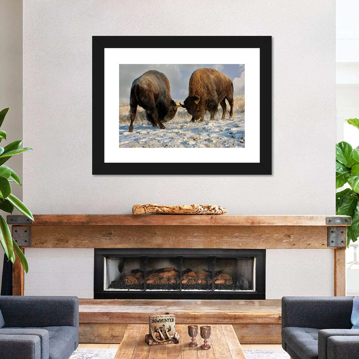 A Fight Between Two Male Bison Wall Art