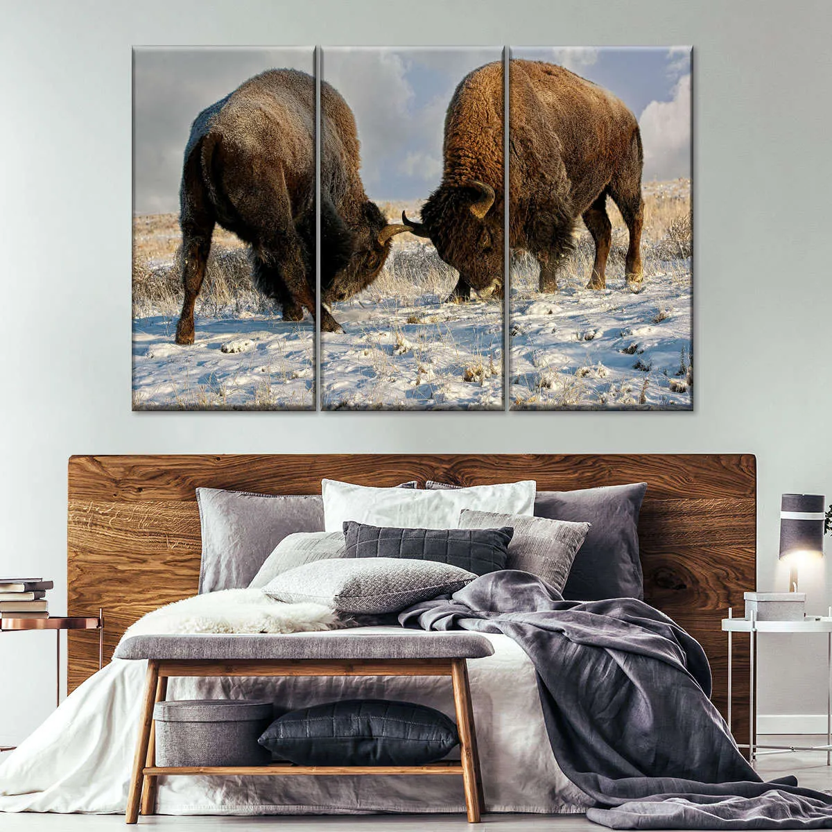 A Fight Between Two Male Bison Wall Art