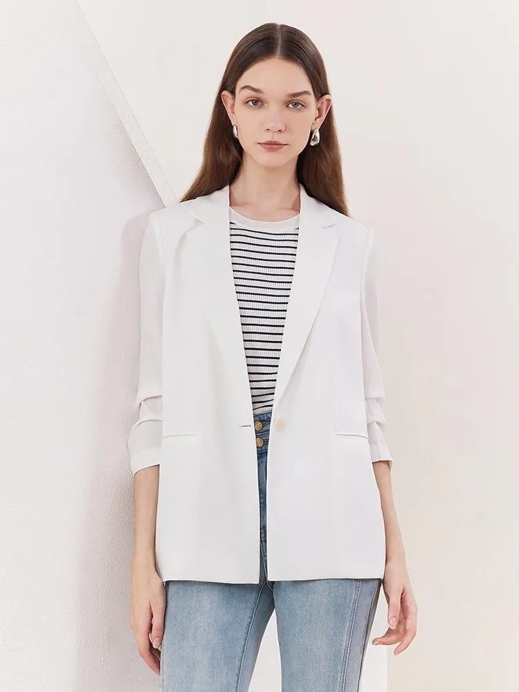 Acetate Minimalist One-Button Blazer