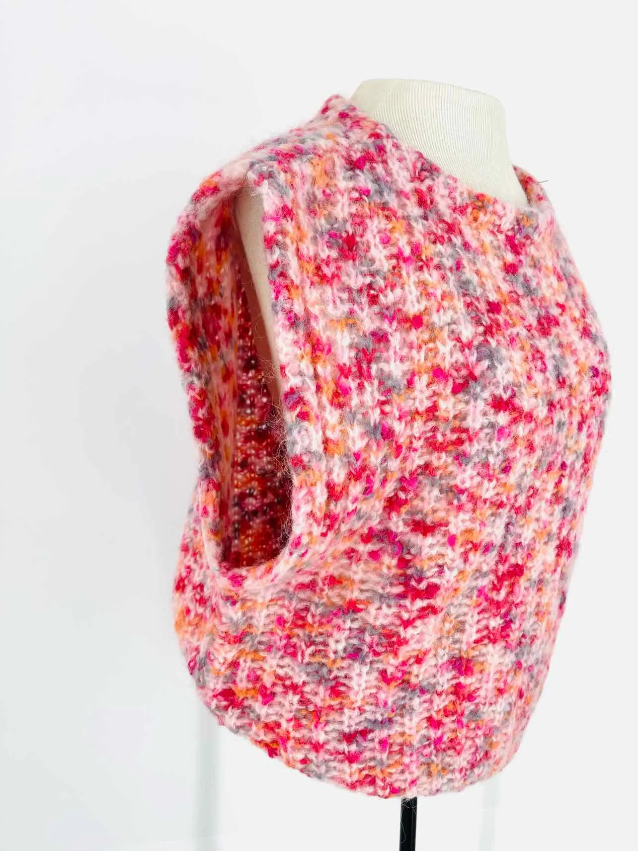 Attic and Barn Size XL Pink/Multi Variegated Open Back NEW Designer Vest