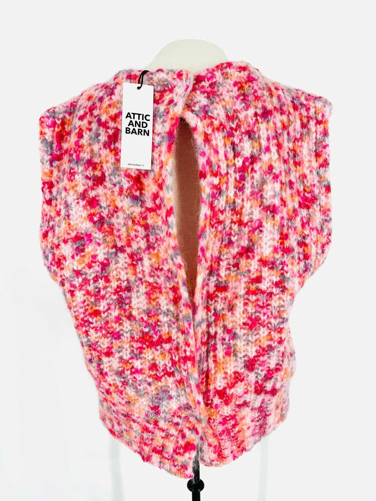 Attic and Barn Size XL Pink/Multi Variegated Open Back NEW Designer Vest