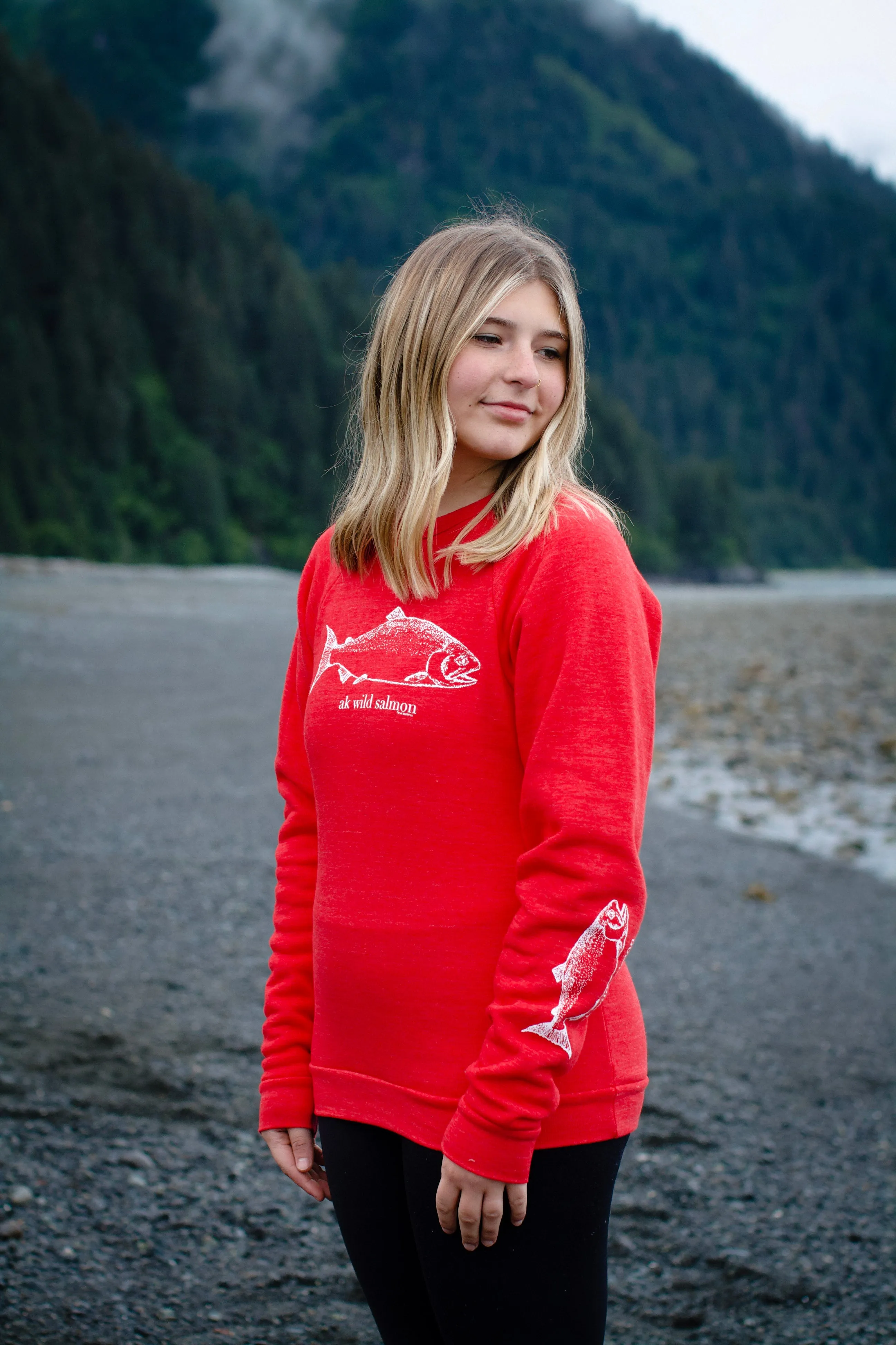 Beach Red AK Wild Salmon Triblend Crewneck