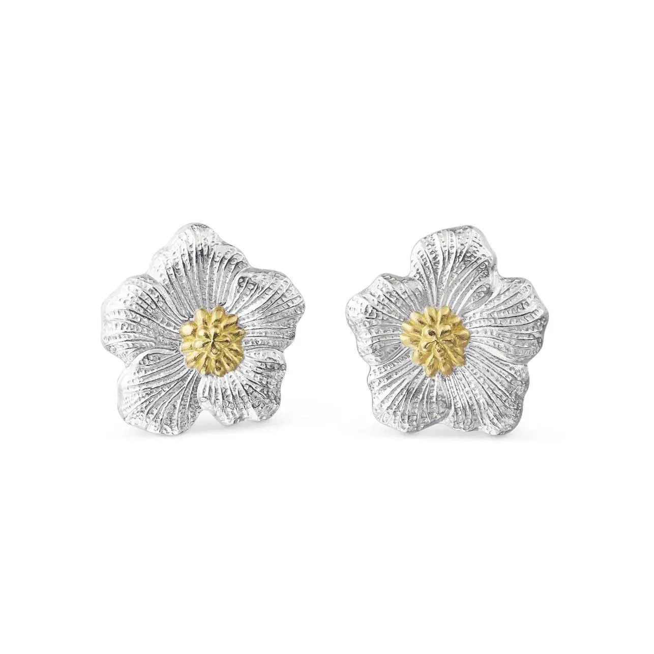Buccellati - Blossoms Gardenia - Small Earrings, Sterling Silver with Gold Accents