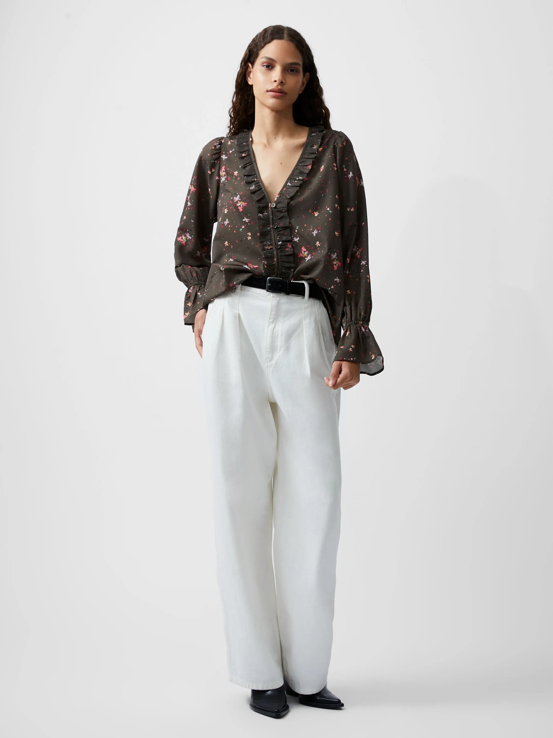 Carina Abeny Crepe Ruffle Top