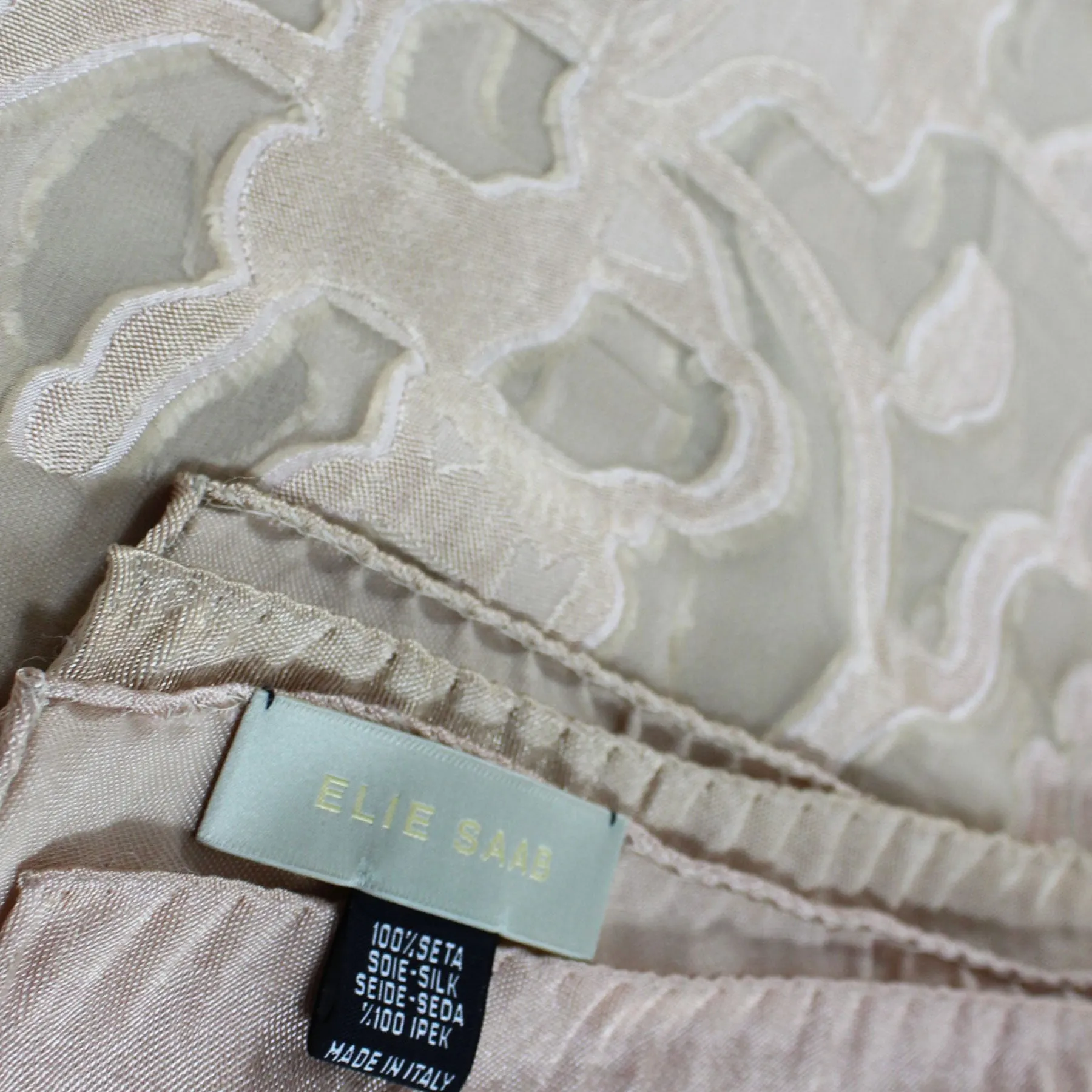 Elie Saab Scarf Taupe-Beige Design - Chiffon Silk Shawl