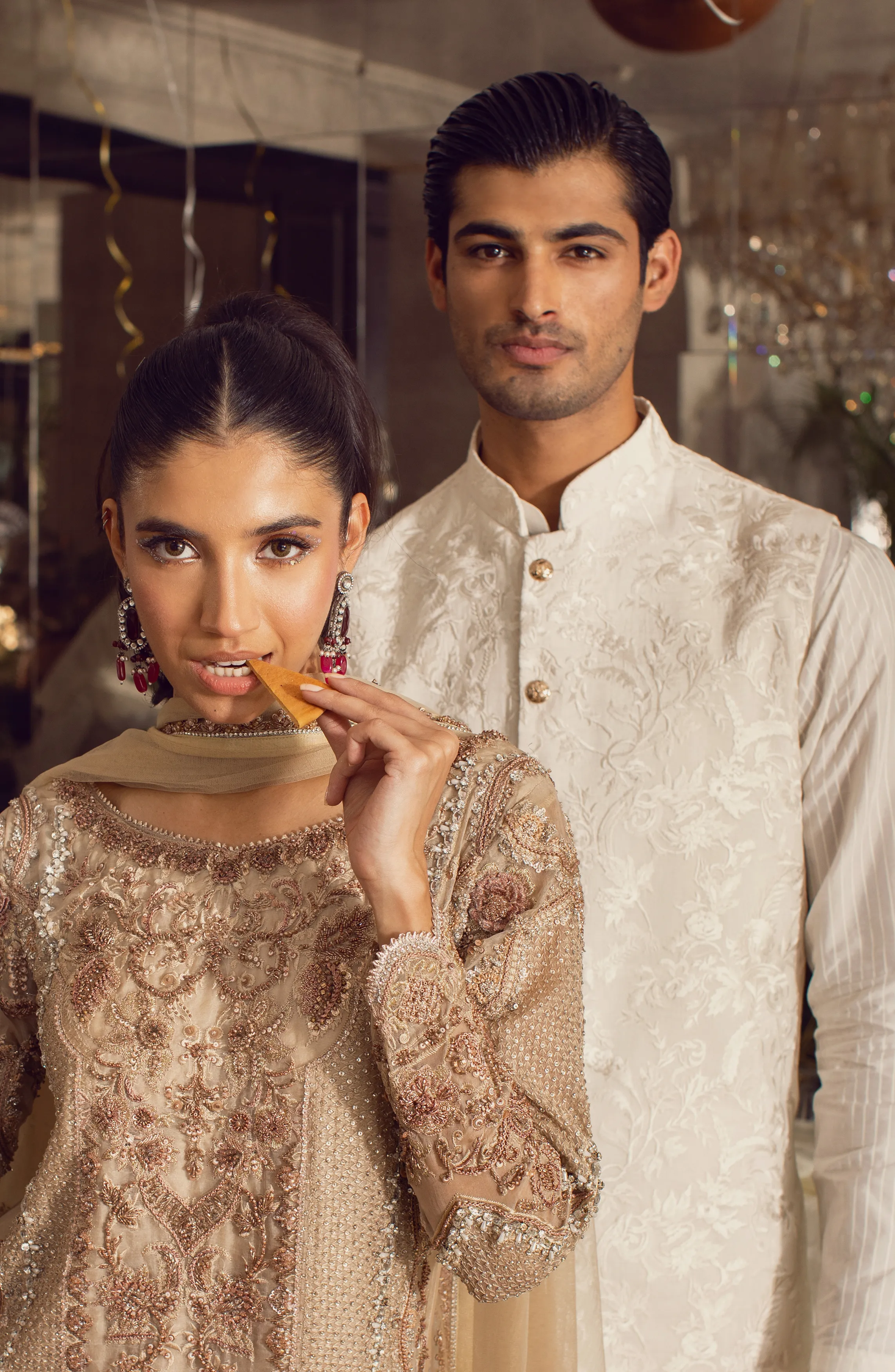 Embellished Shirt Paired with a Dupatta and Palazzo Pants
