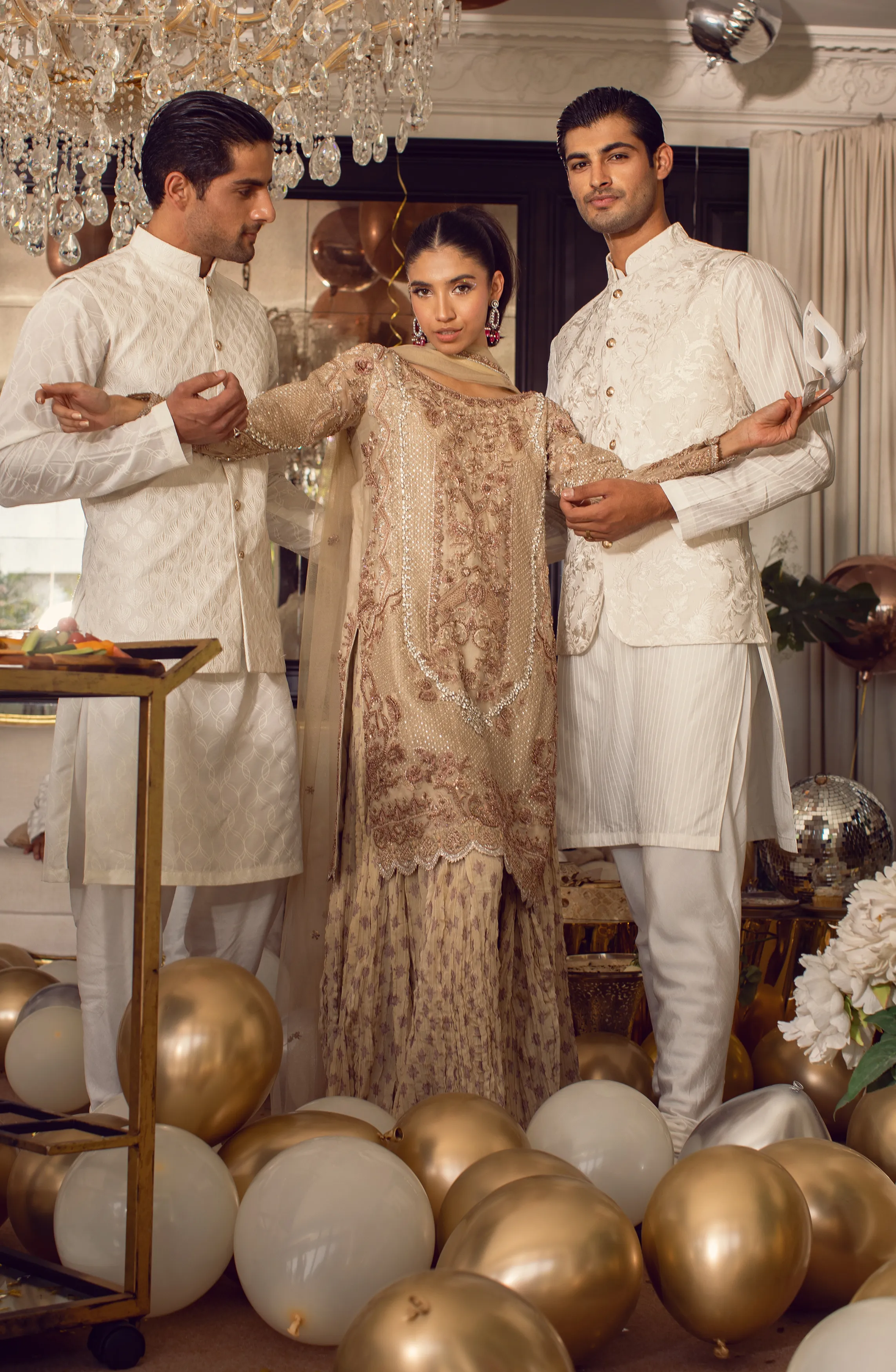 Embellished Shirt Paired with a Dupatta and Palazzo Pants