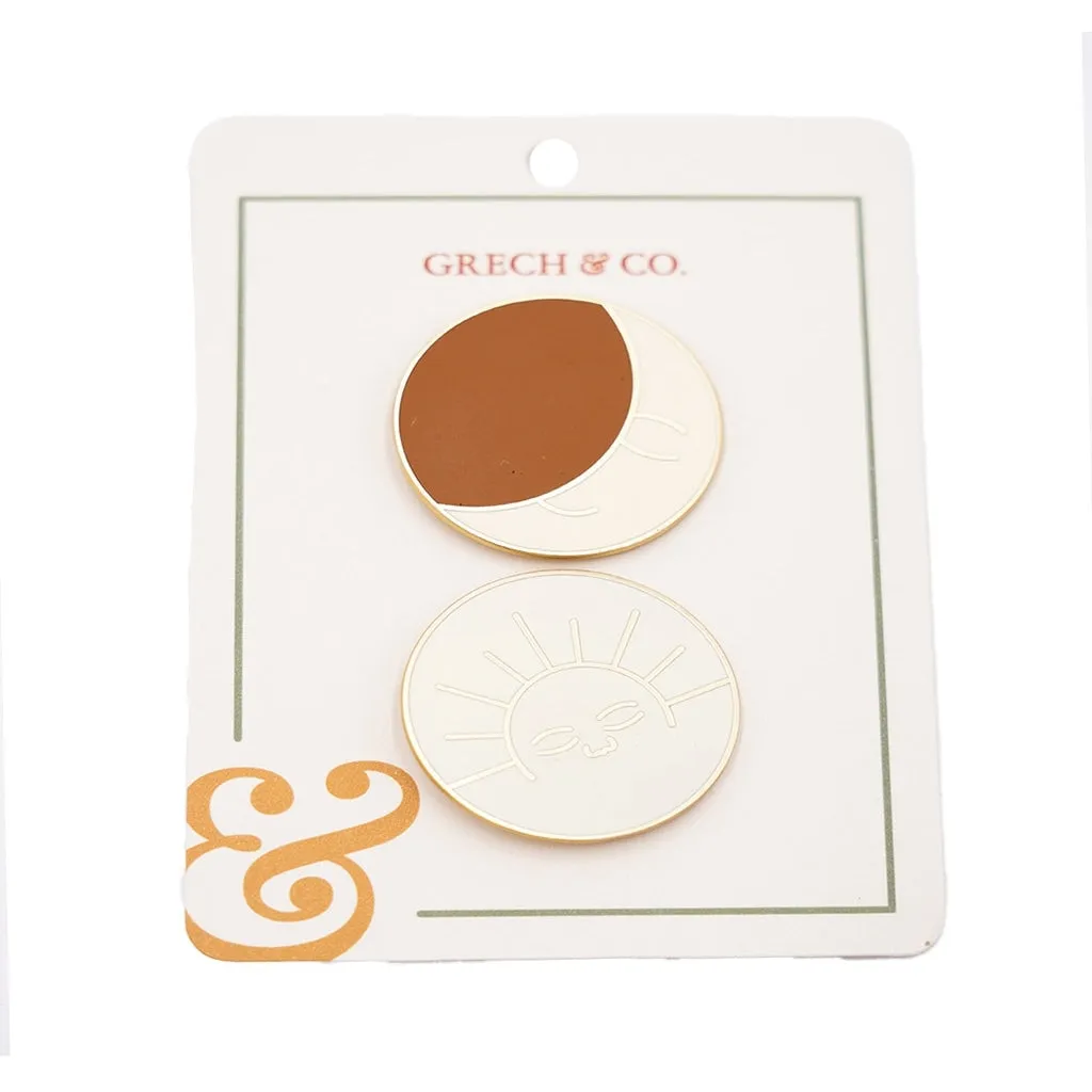 Enamel Pins set of 2 - Moon Sun