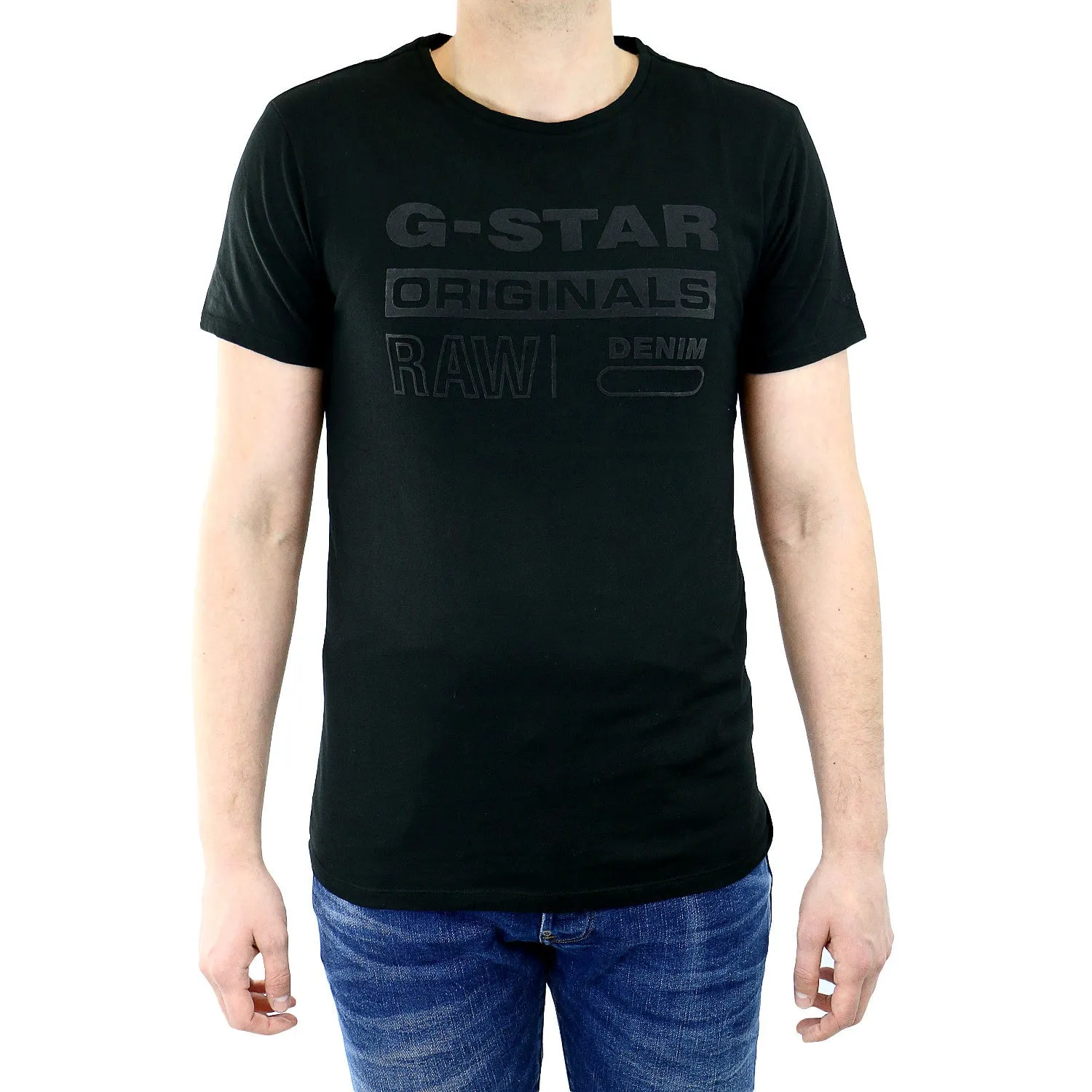 G-Star Wapro Long Crew Neck Short Sleeve T-Shirt Fashion Tee - White - Mens