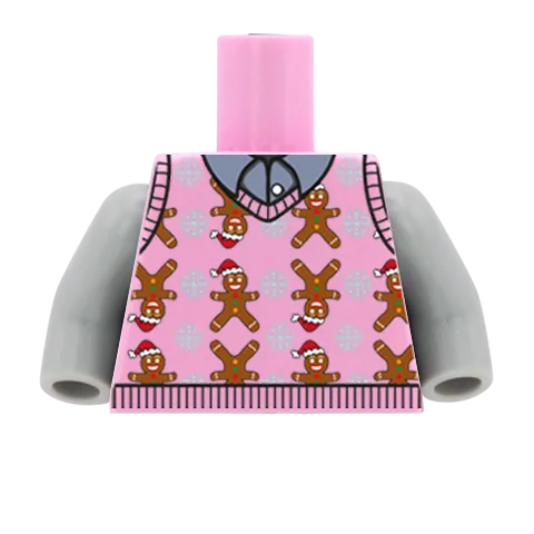 Gingerbread Man Christmas Sweater Vest - CUSTOM DESIGN MINIFIGURE TORSO