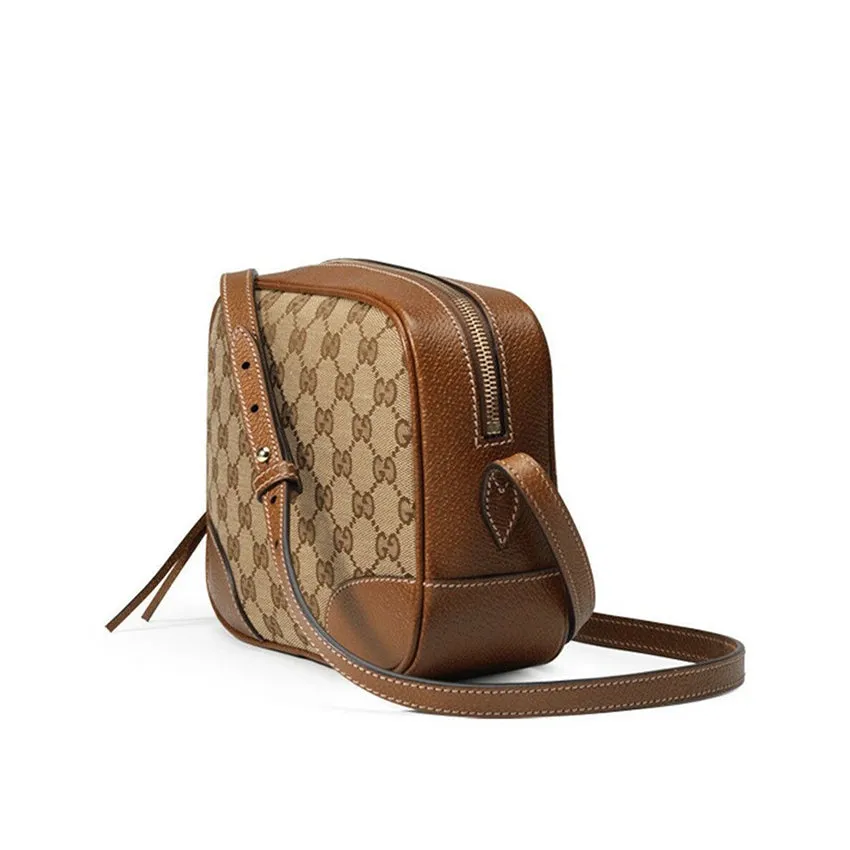 Gucci 449413 Beige Canvas Leather GG Guccissima BREE Crossbody Purse Bag