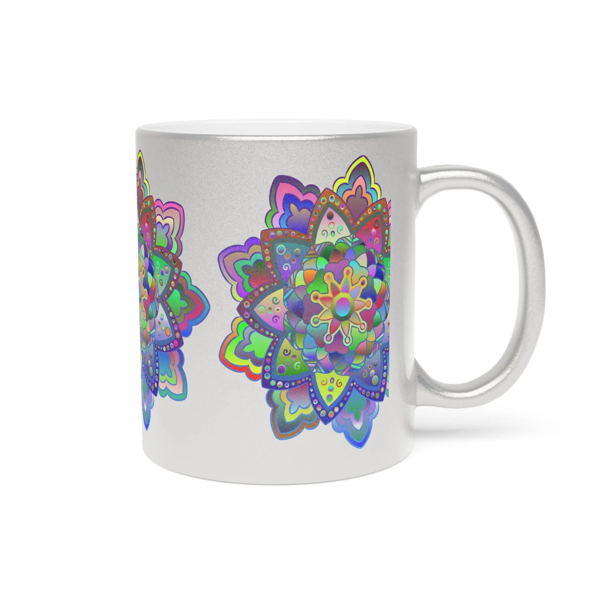 Hand-Drawn Mandala Art Metallic Mug - Unique Handmade Design