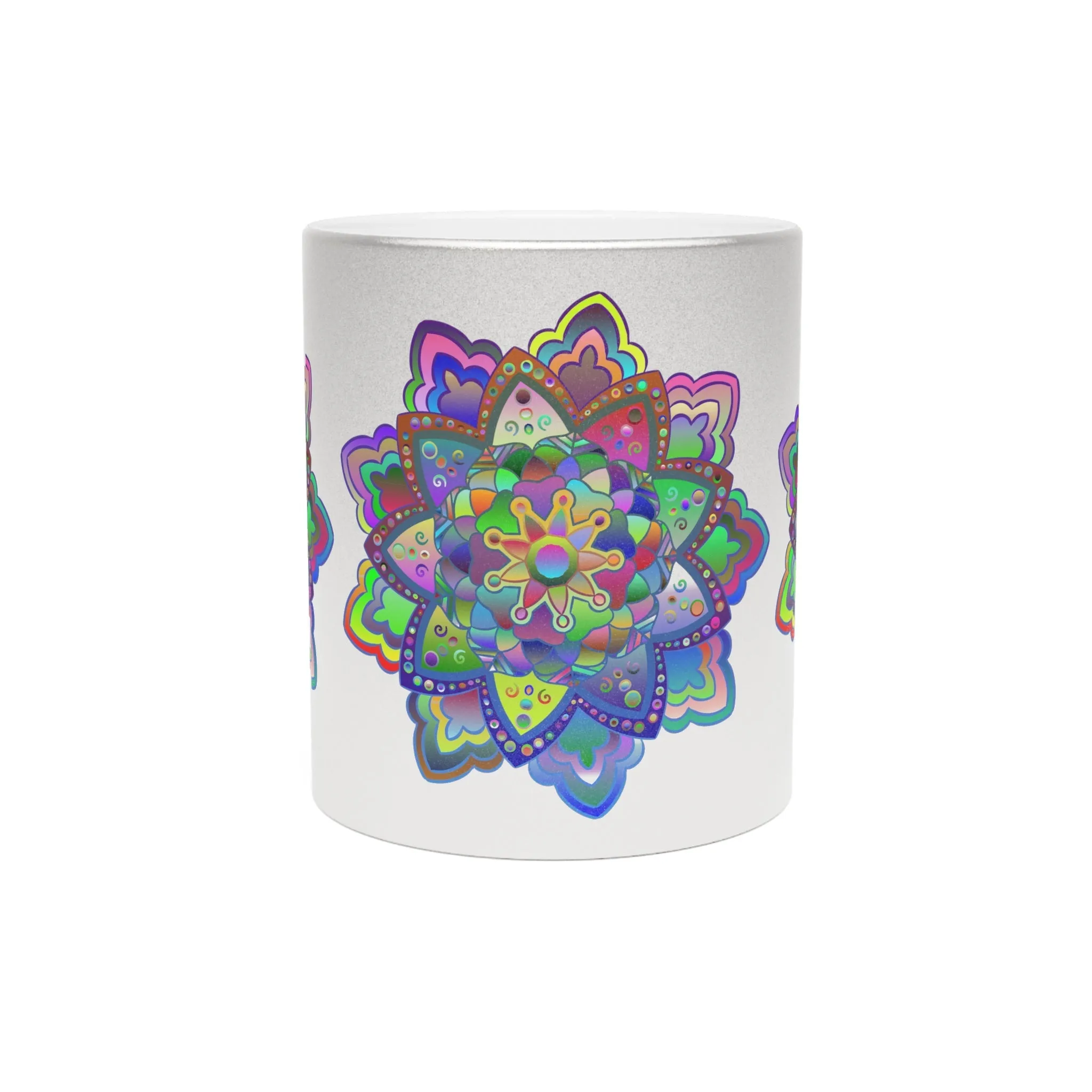 Hand-Drawn Mandala Art Metallic Mug - Unique Handmade Design