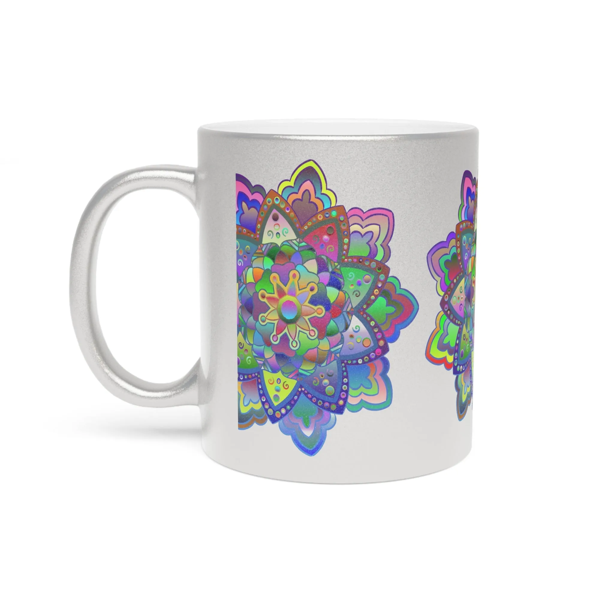 Hand-Drawn Mandala Art Metallic Mug - Unique Handmade Design