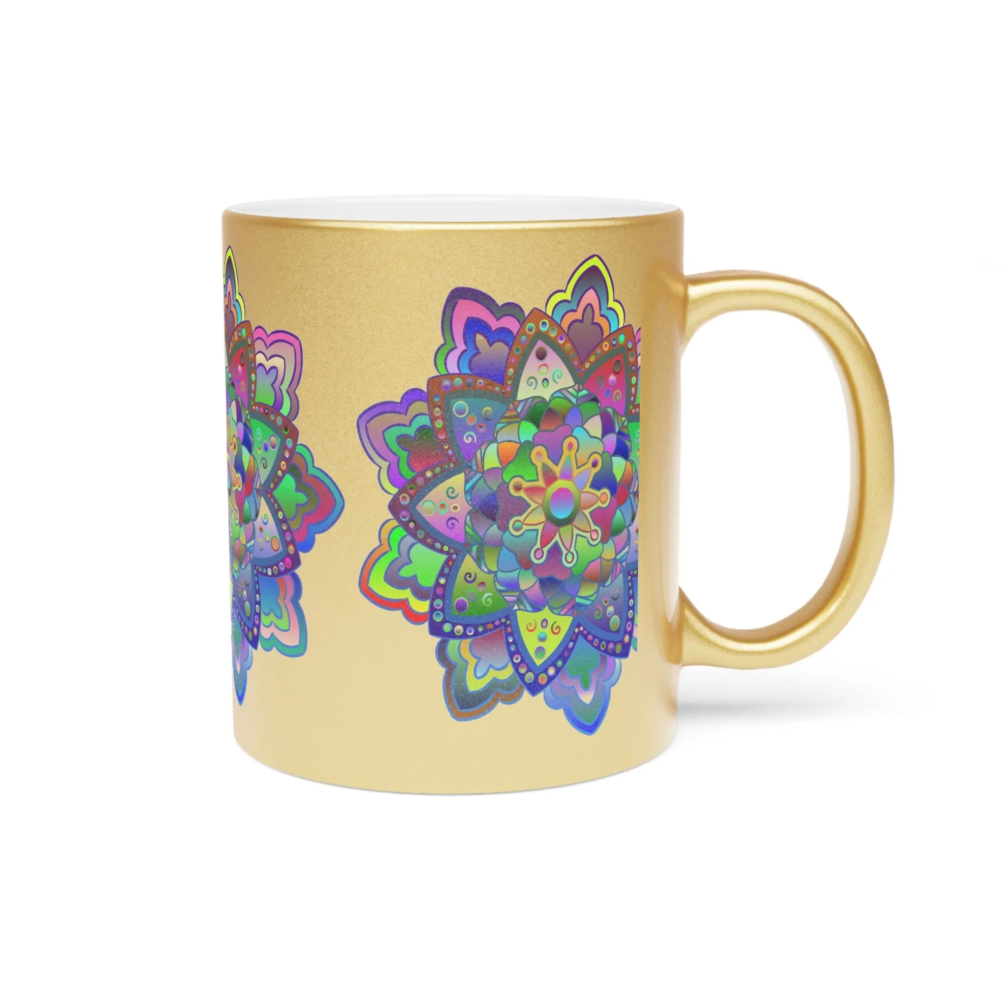 Hand-Drawn Mandala Art Metallic Mug - Unique Handmade Design