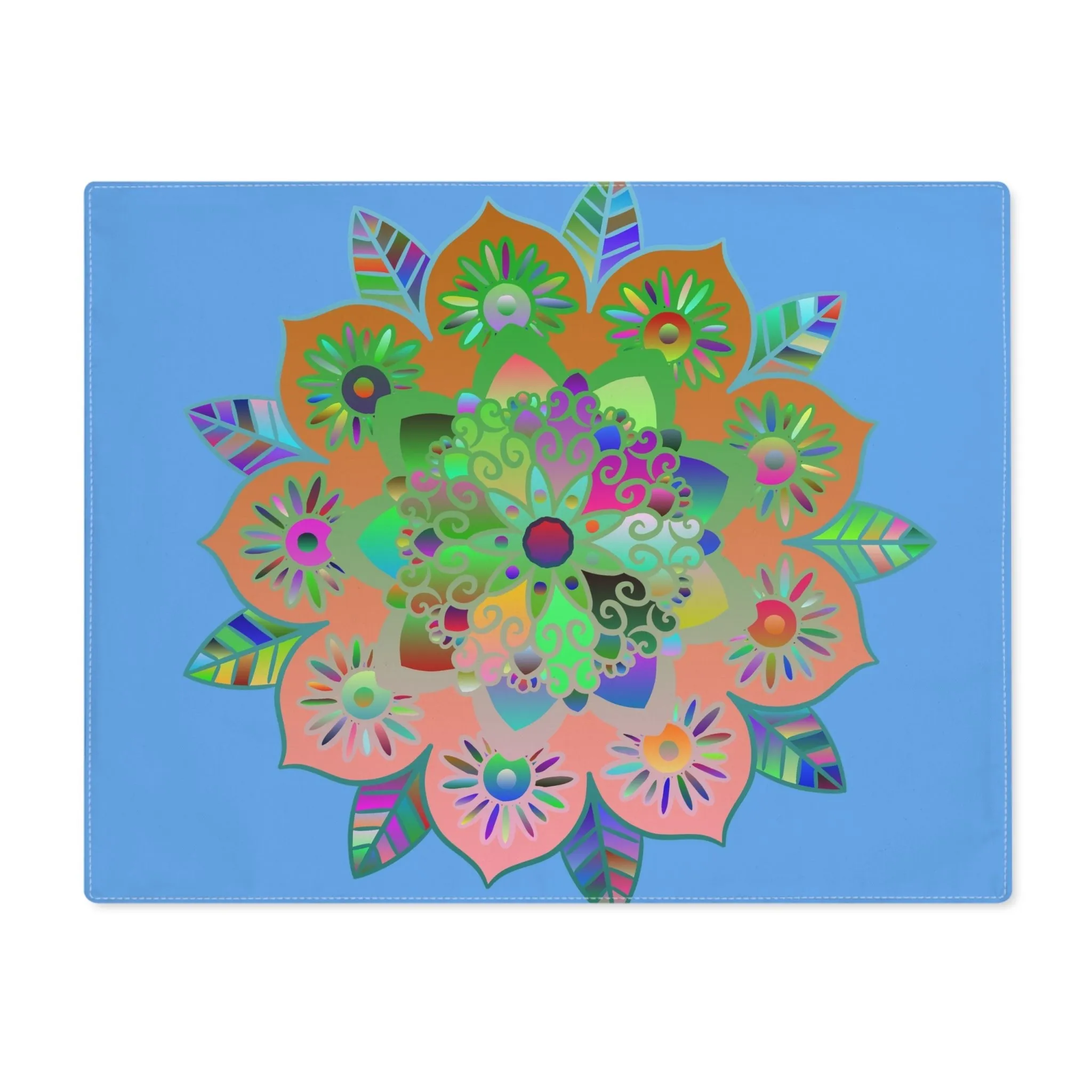 Hand-Drawn Mandala Placemat - Light Blue, 1pc
