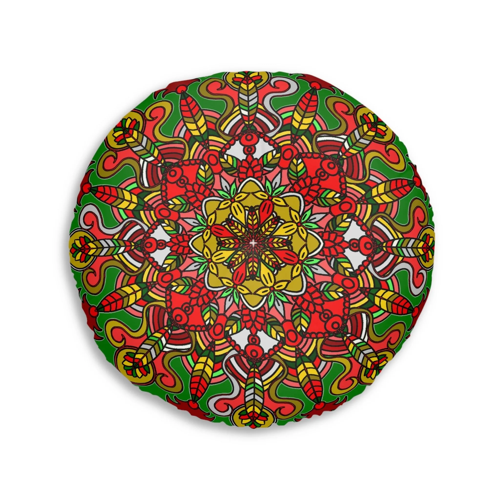 Handmade Mandala Art Floor Cushion - Tufted Round Pillow