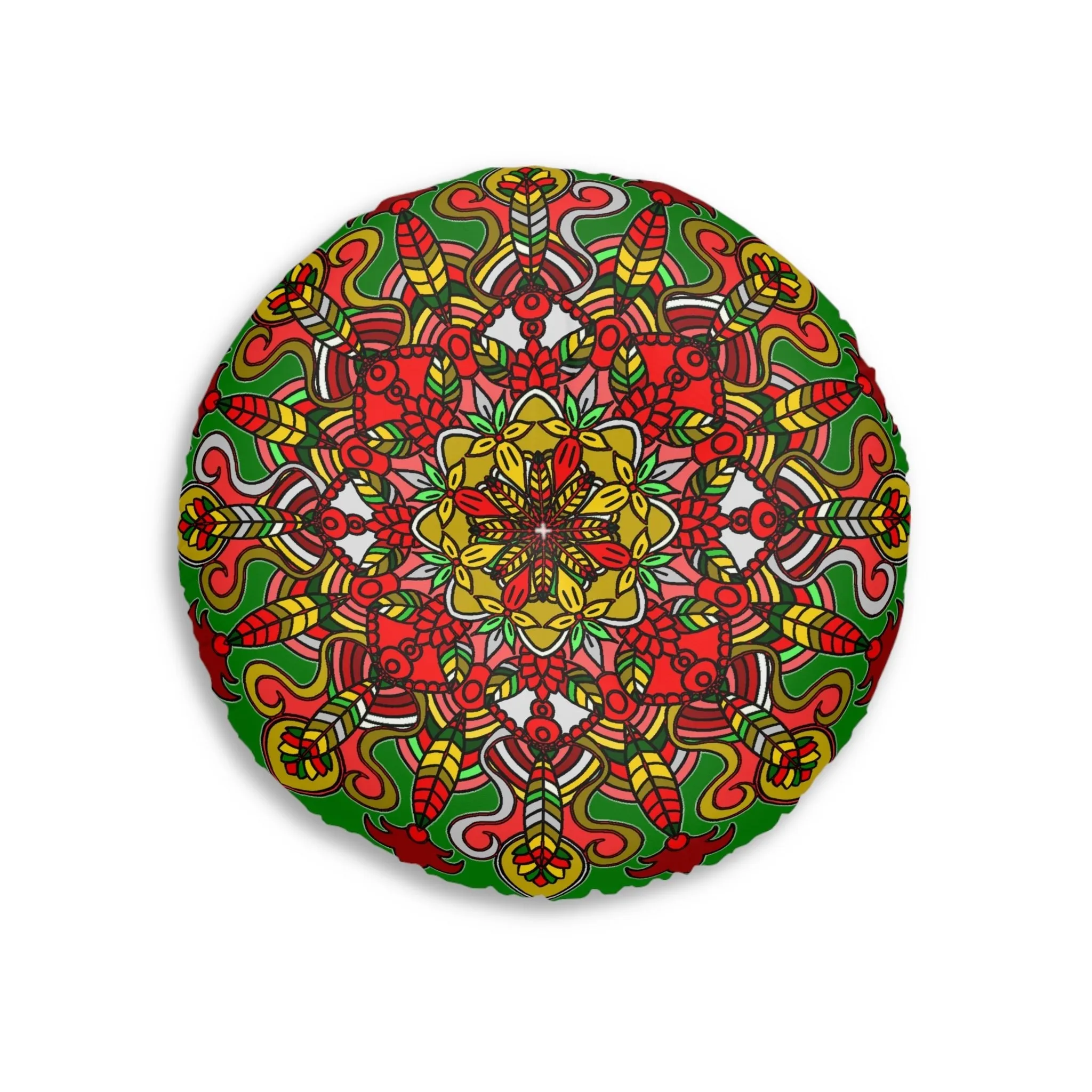 Handmade Mandala Art Floor Cushion - Tufted Round Pillow