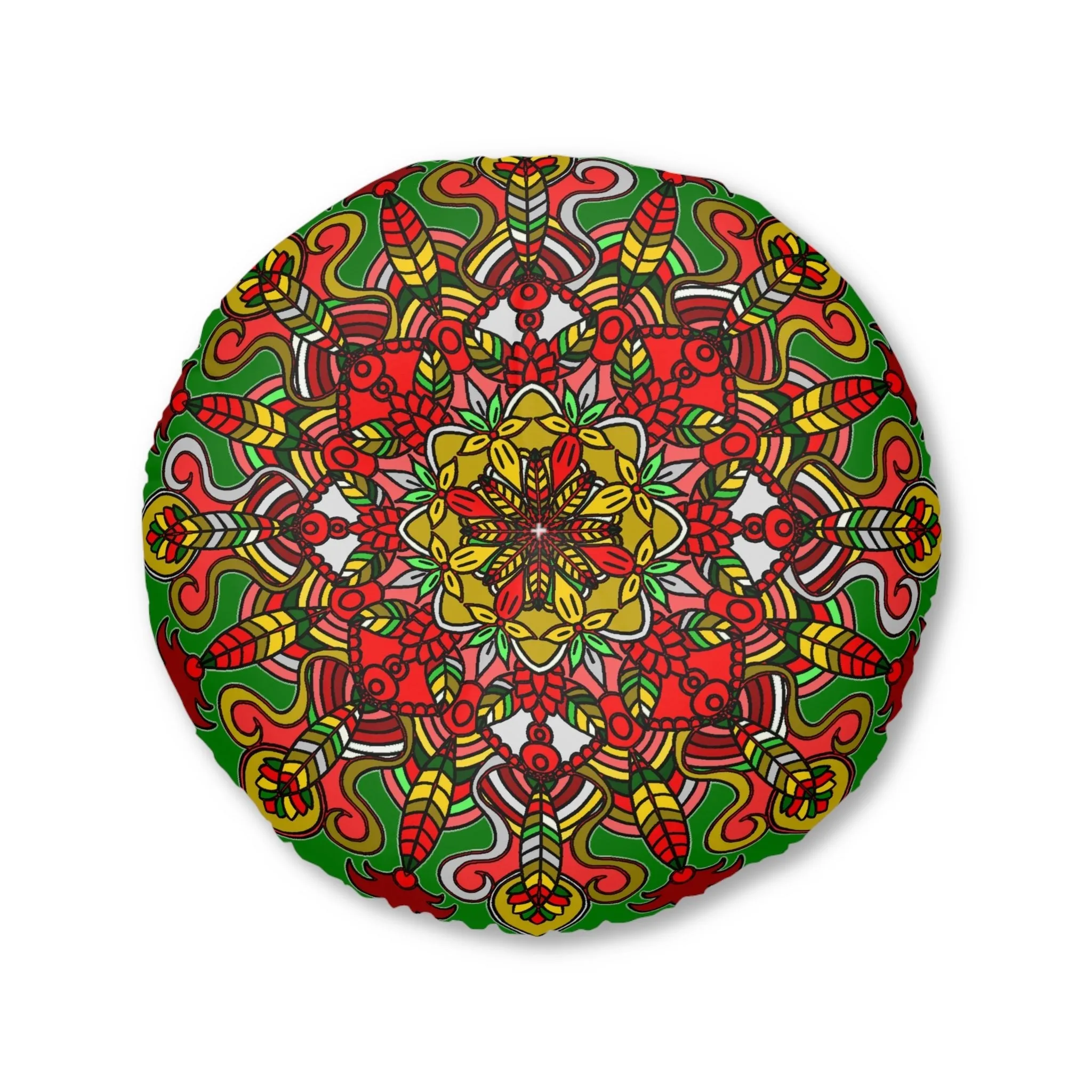 Handmade Mandala Art Floor Cushion - Tufted Round Pillow
