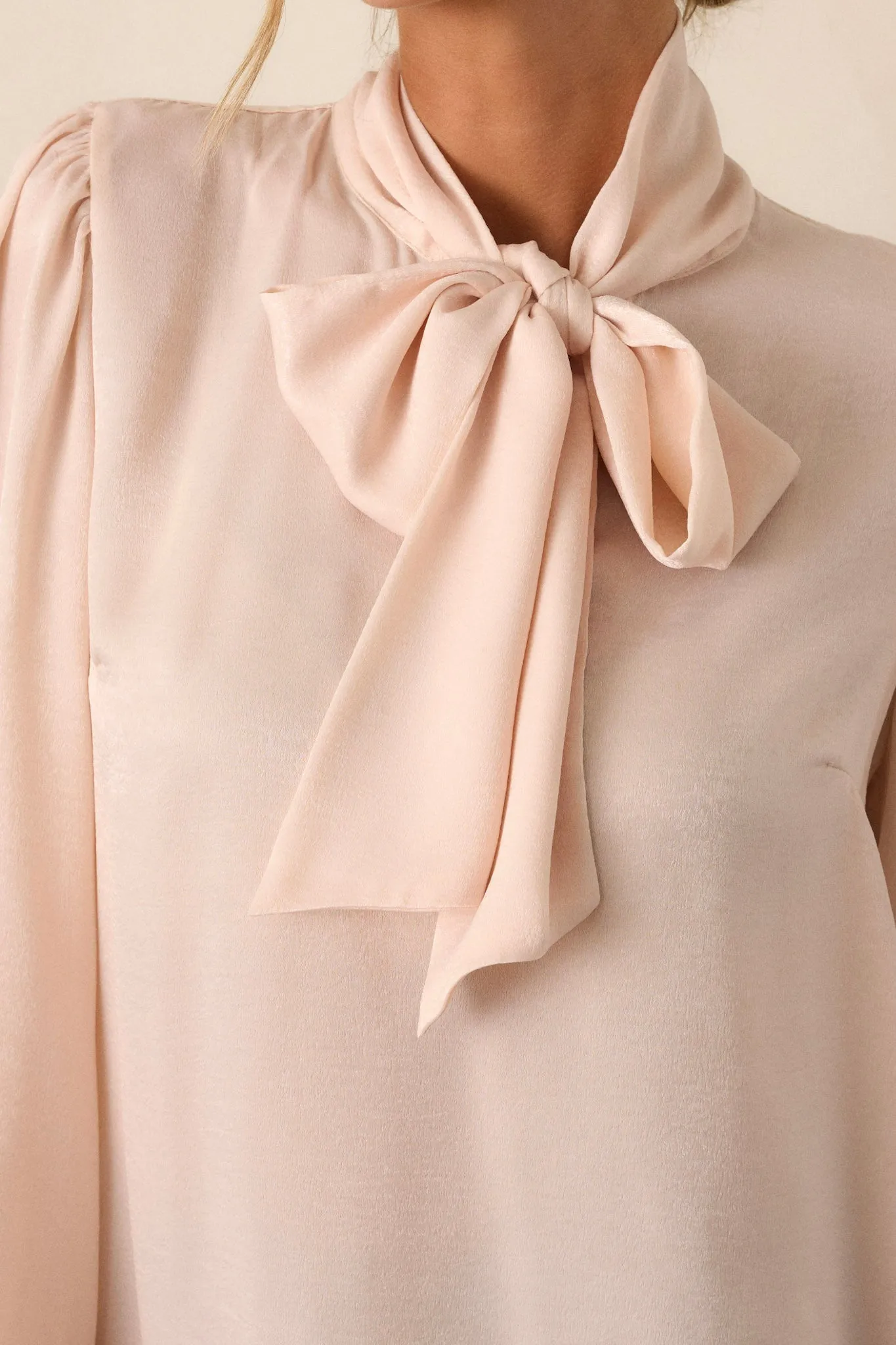 I'm In Charge Champagne Pink Tie Neck Top
