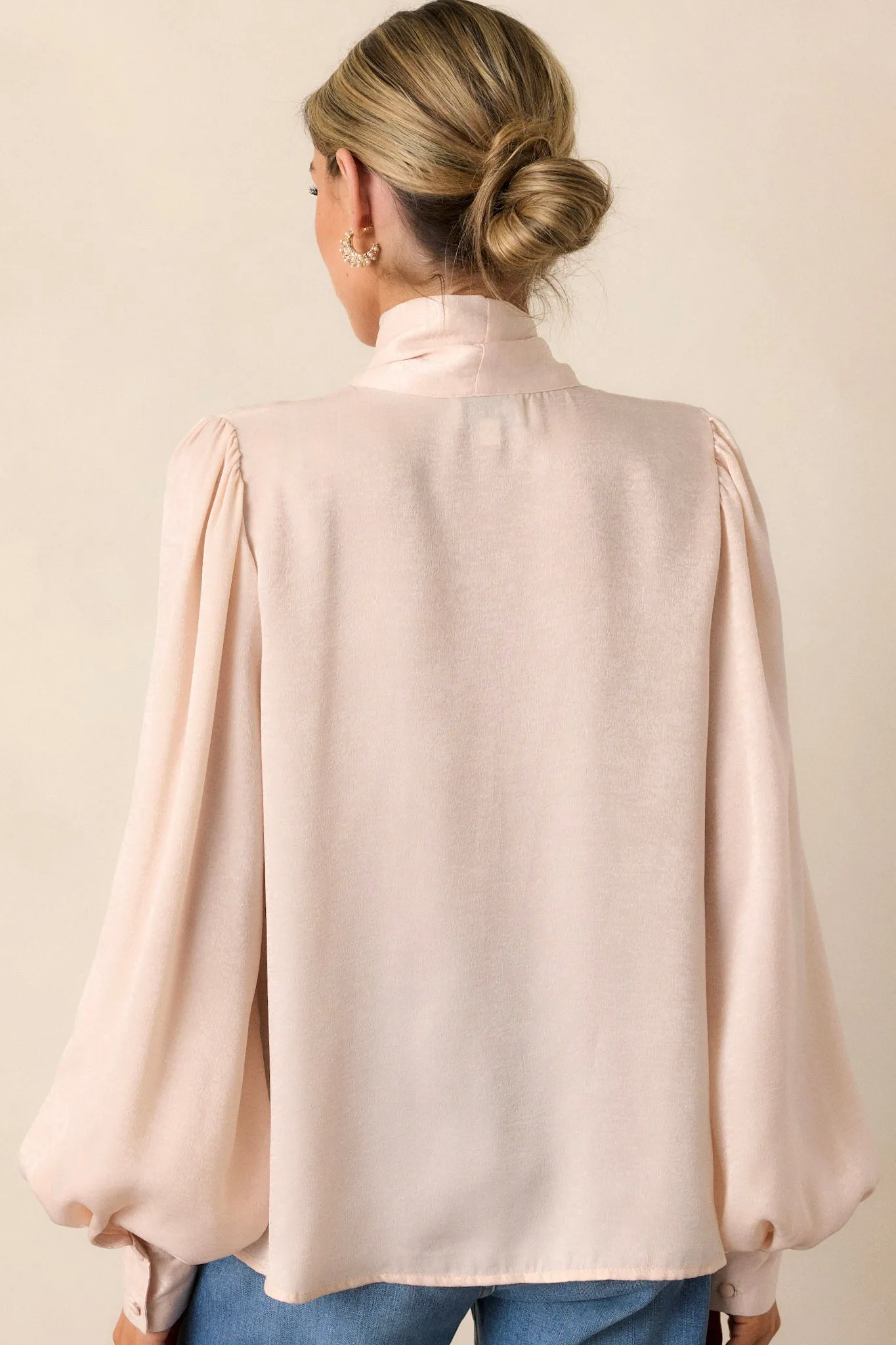 I'm In Charge Champagne Pink Tie Neck Top