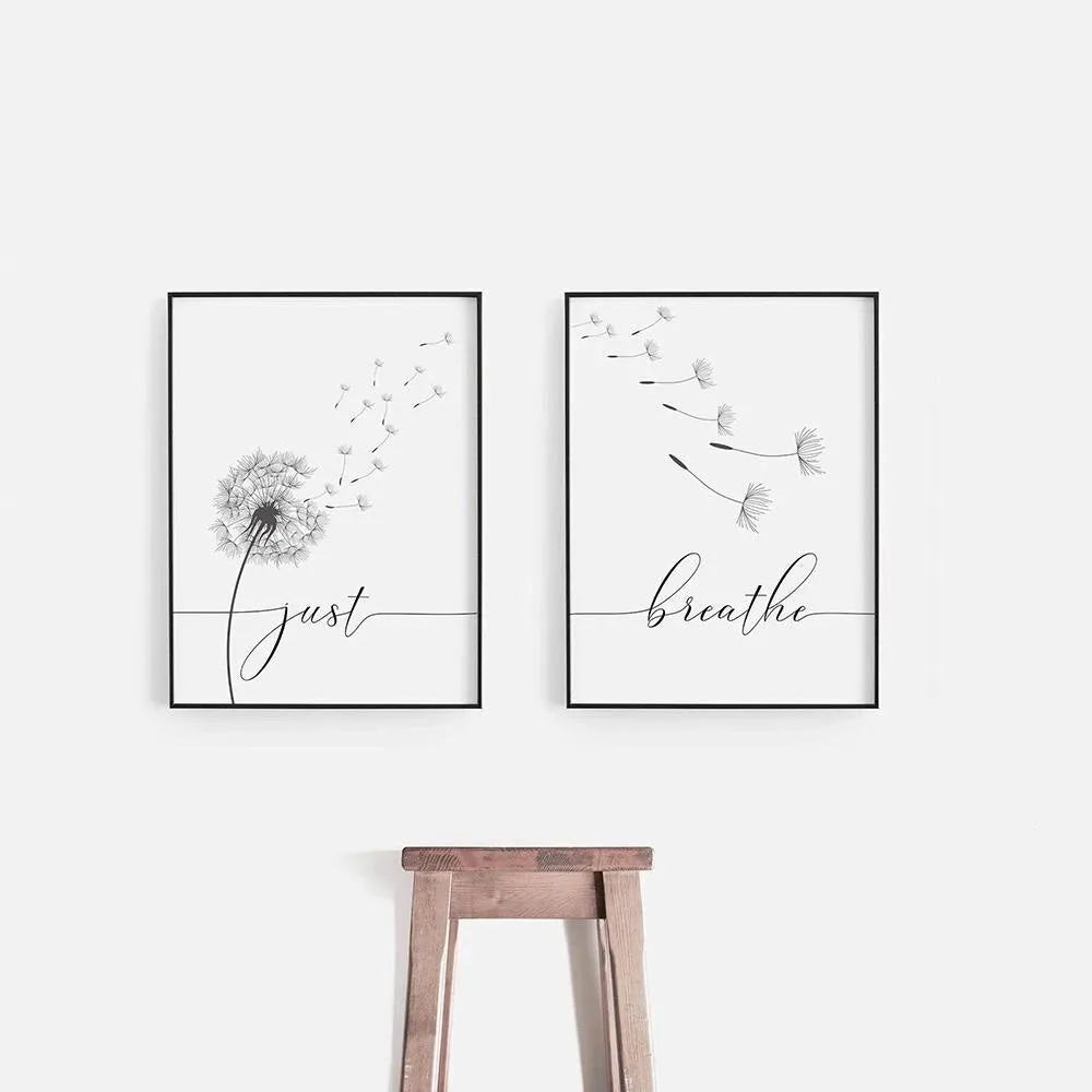 Inspirational Dandelion Meditation Posters Minimalist Wall Art Black White Fine Art Canvas Prints For Living Room Bedroom Yoga Studio Wall Decor