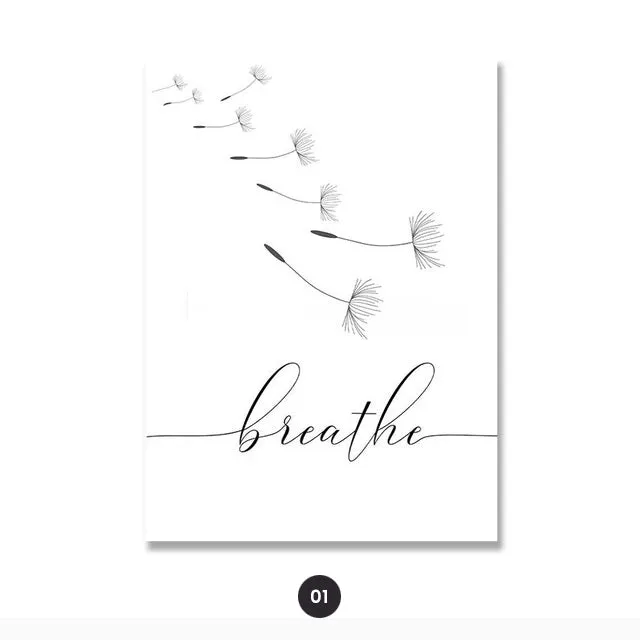 Inspirational Dandelion Meditation Posters Minimalist Wall Art Black White Fine Art Canvas Prints For Living Room Bedroom Yoga Studio Wall Decor