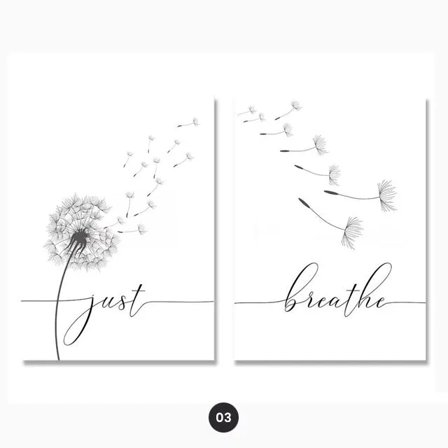 Inspirational Dandelion Meditation Posters Minimalist Wall Art Black White Fine Art Canvas Prints For Living Room Bedroom Yoga Studio Wall Decor