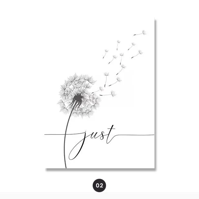 Inspirational Dandelion Meditation Posters Minimalist Wall Art Black White Fine Art Canvas Prints For Living Room Bedroom Yoga Studio Wall Decor