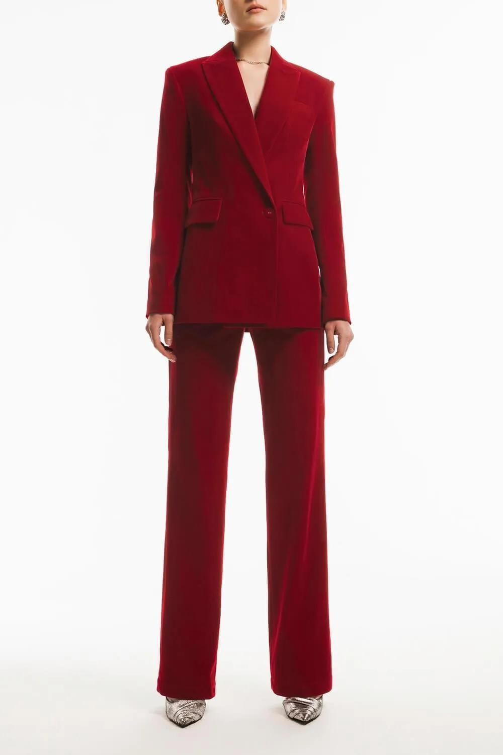 Isla Structured Long Sleeved Velvet Blazer