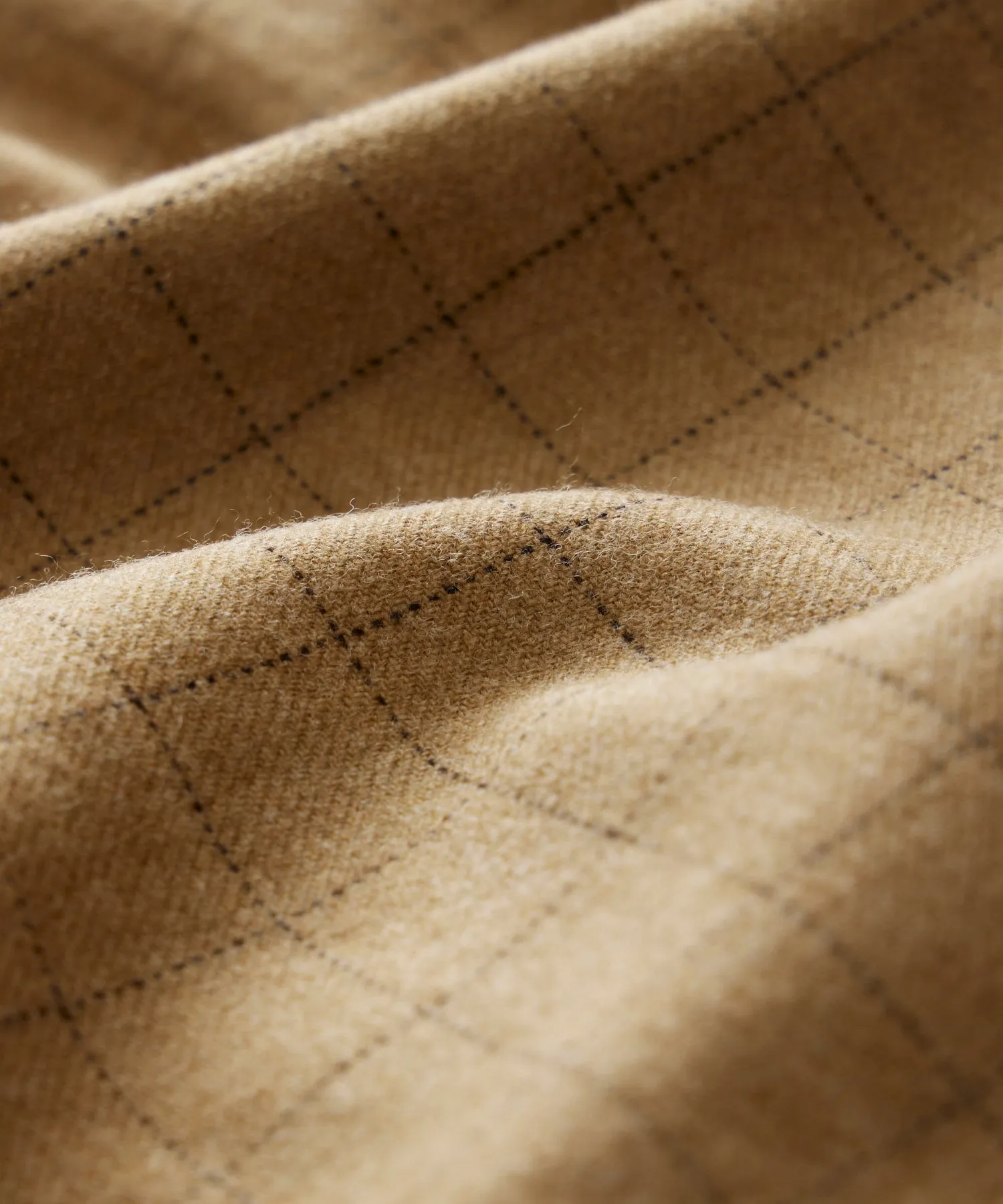 Italian Wool Field Overshirt in Tan Check