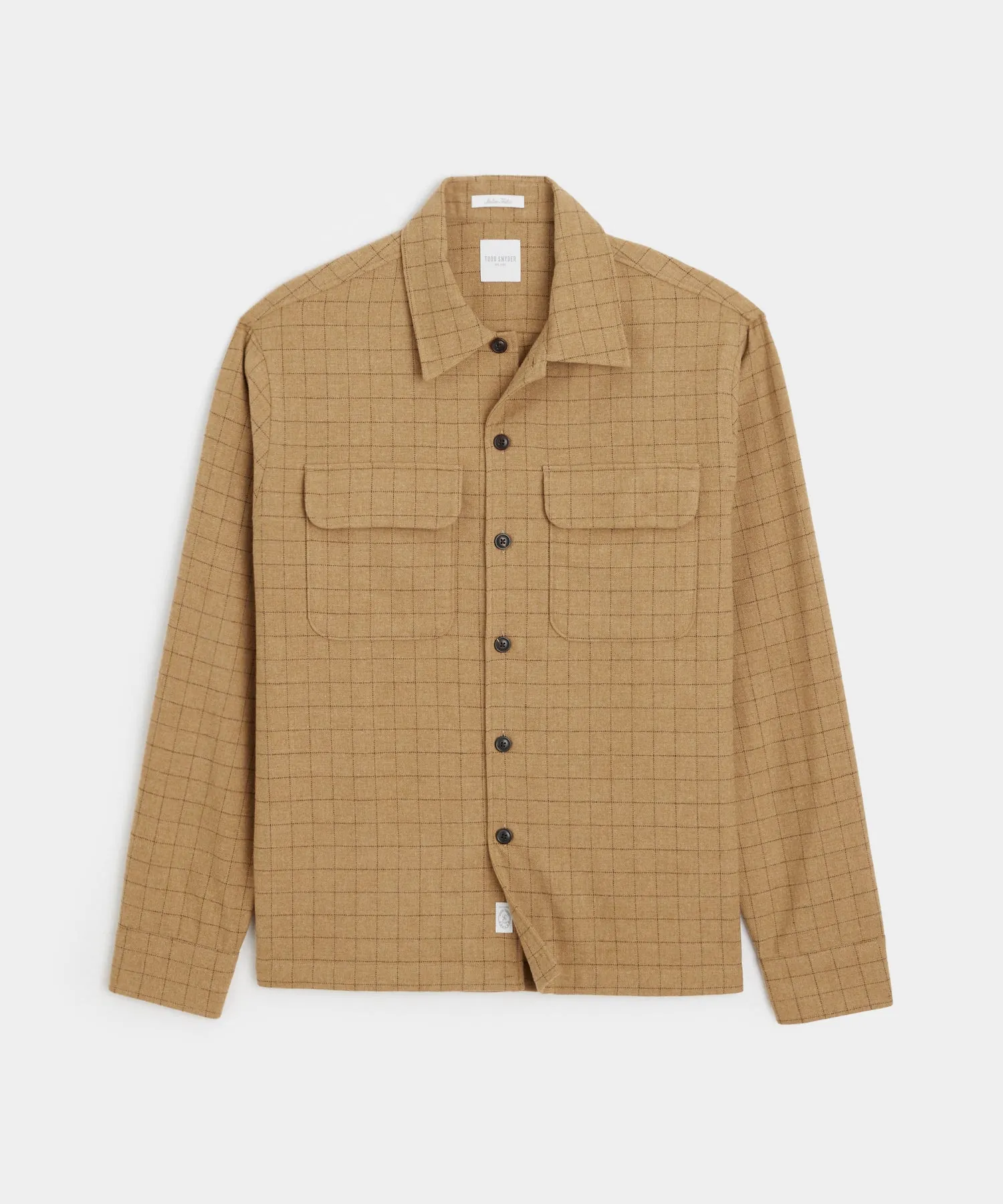 Italian Wool Field Overshirt in Tan Check