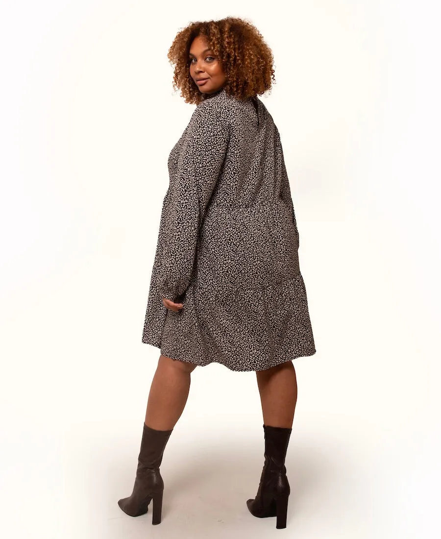 Leopard Printed Long Sleeve Mini Dress