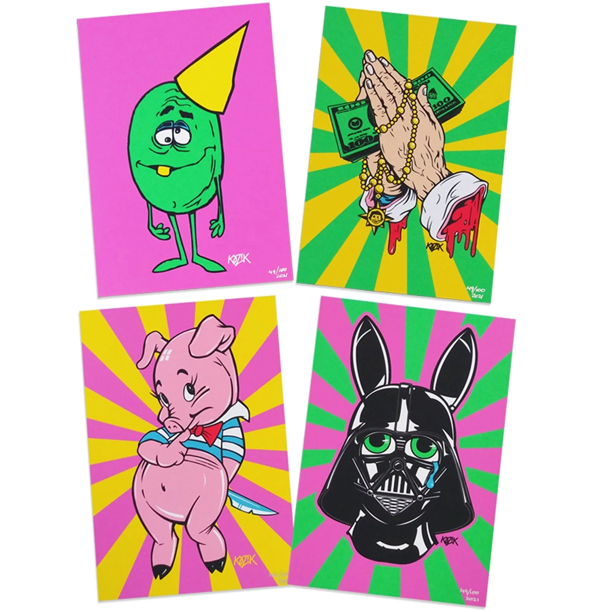 Let Us Prey 8 x 5.5" Silkscreened Postcard Art Print by Frank Kozik
