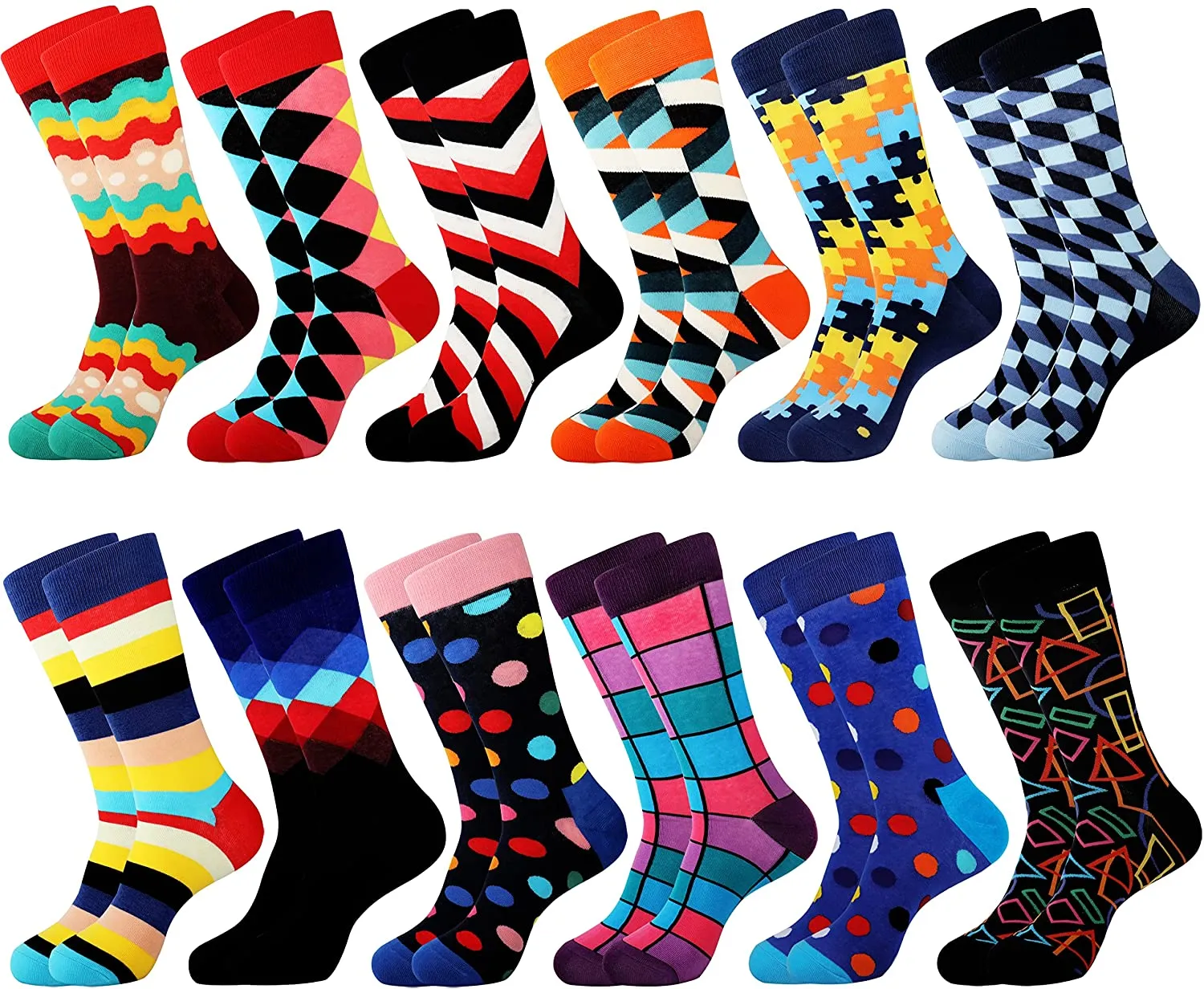 Mens Funny Fun Crazy Dress Crew Socks Pack Funky Novelty Cool Gifts