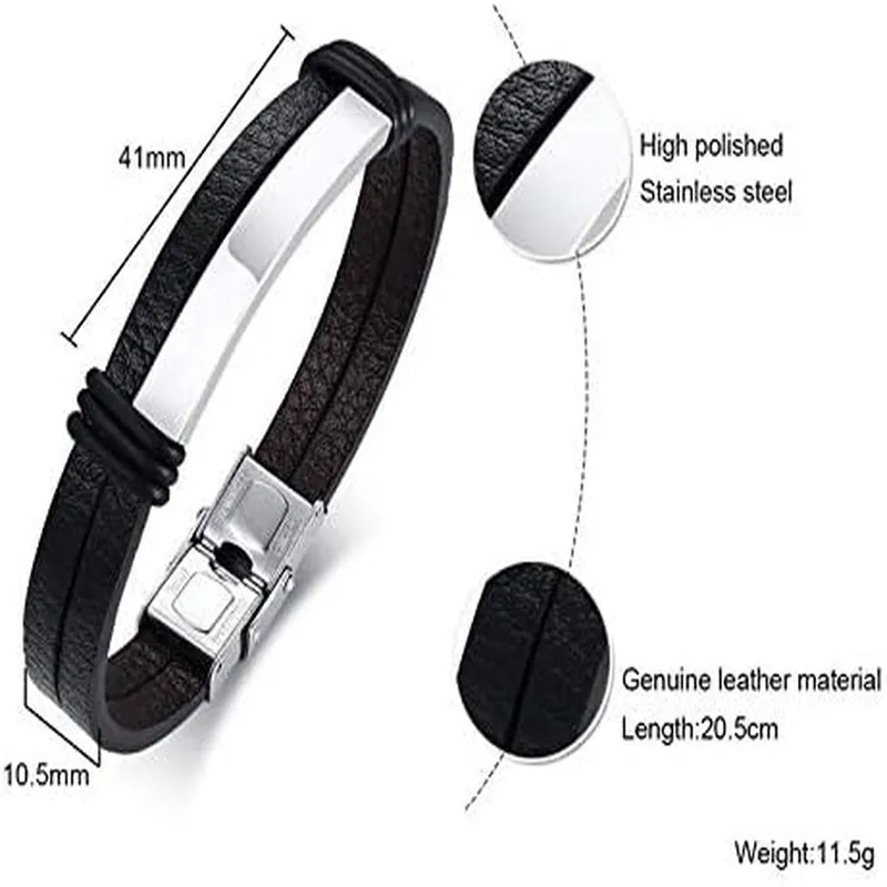 Men's Quartz Leather Chronograph Watch & Bracelet Set