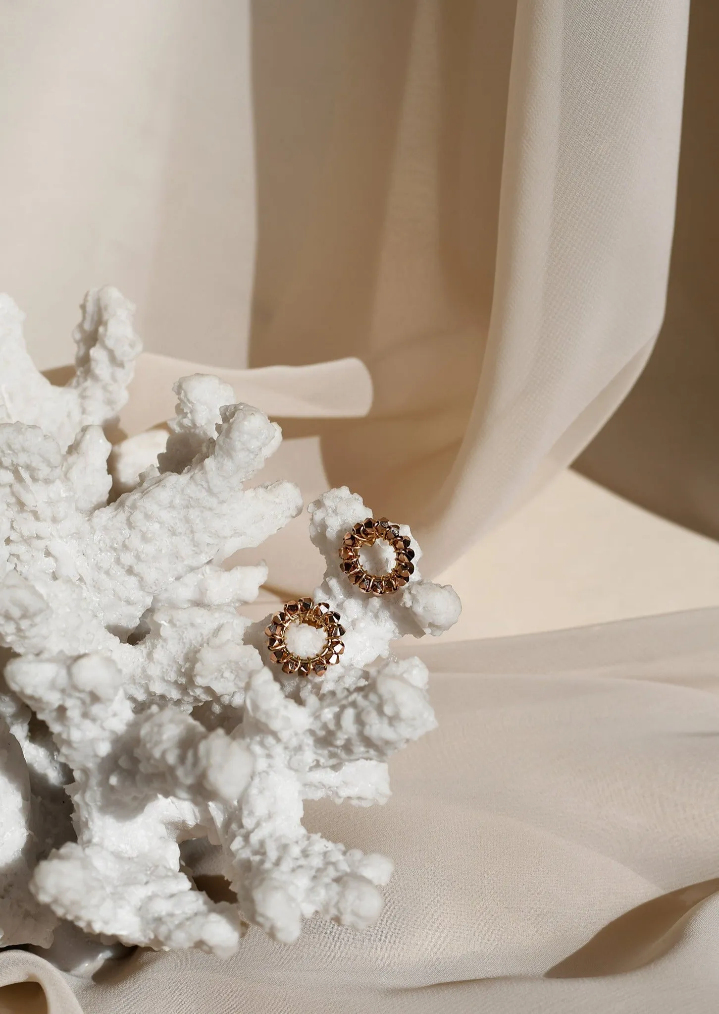 Mini Circle Crystal Earrings - ROSE GOLD
