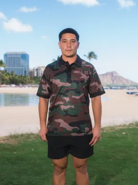 OLIVE CAMO LINES GOLF SHIRT