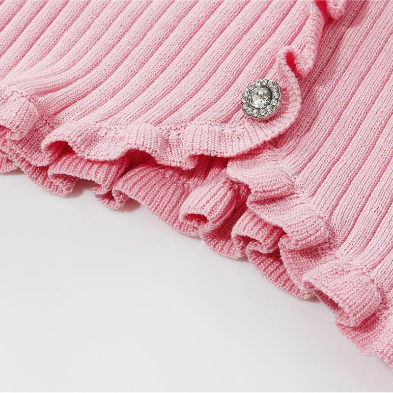 Pink Sheath Round Neck Mulberry Silk Knit Top