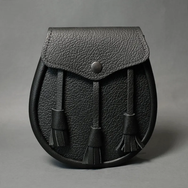 Plain Black Leather Day Sporran