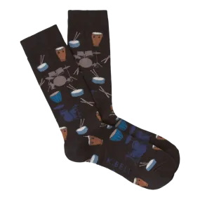 "Drums" Cotton Blend Crew Socks by K Bell-Large