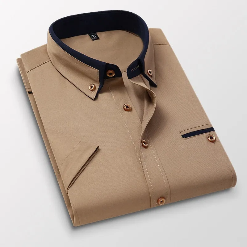 Summer Shirt Men's Short Sleeves Button Up Shirt Turn-down Collar Casual Clothing