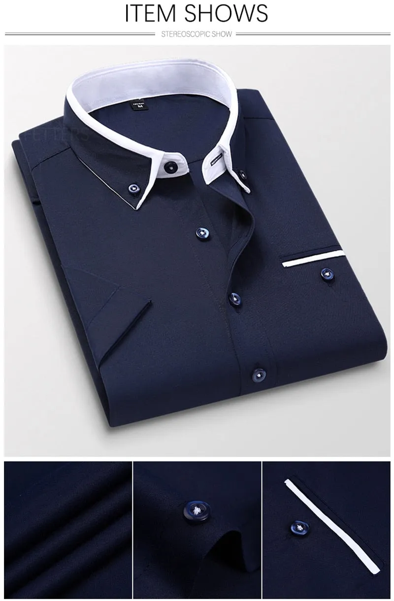 Summer Shirt Men's Short Sleeves Button Up Shirt Turn-down Collar Casual Clothing