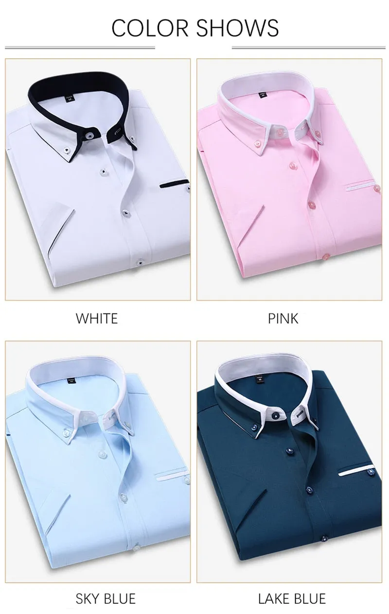 Summer Shirt Men's Short Sleeves Button Up Shirt Turn-down Collar Casual Clothing