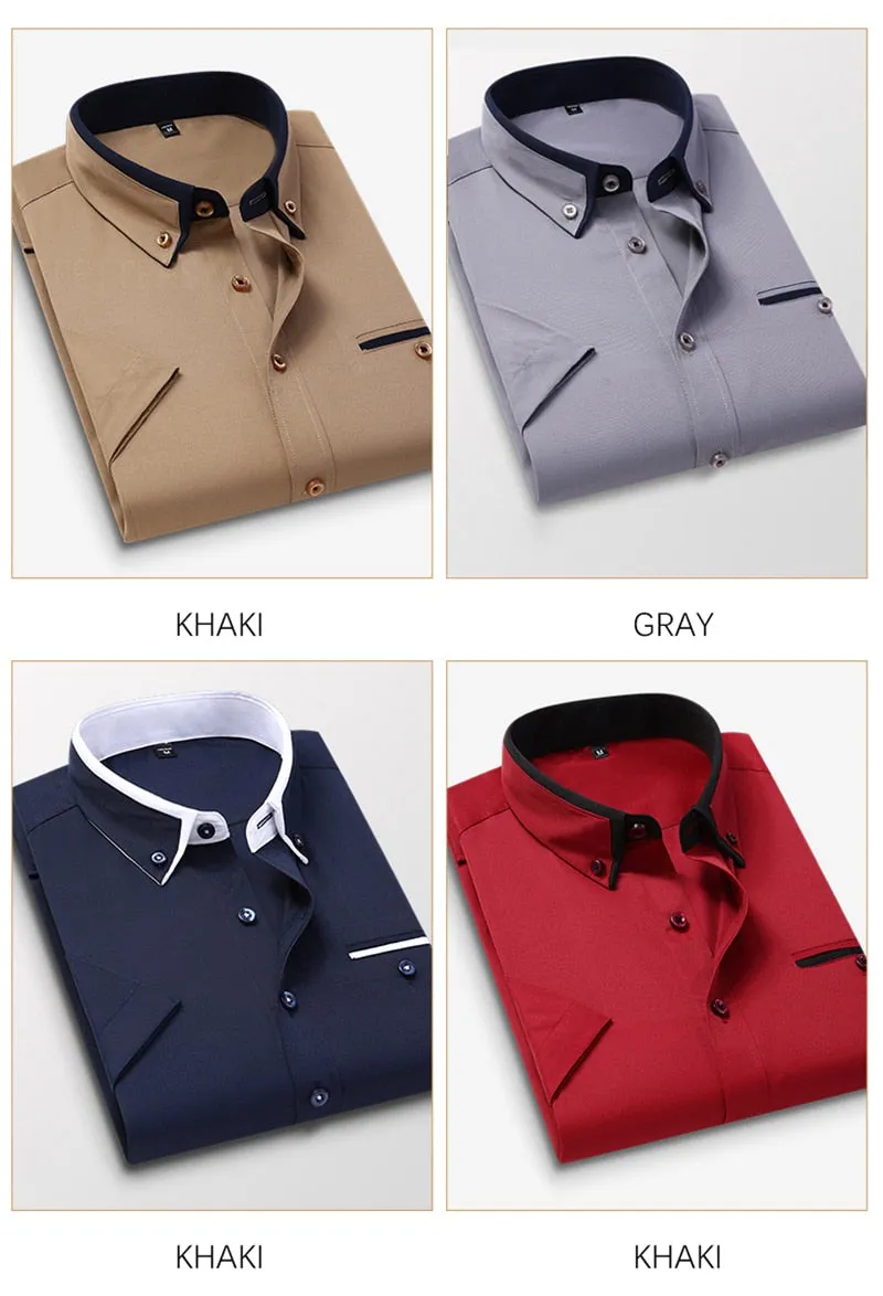 Summer Shirt Men's Short Sleeves Button Up Shirt Turn-down Collar Casual Clothing