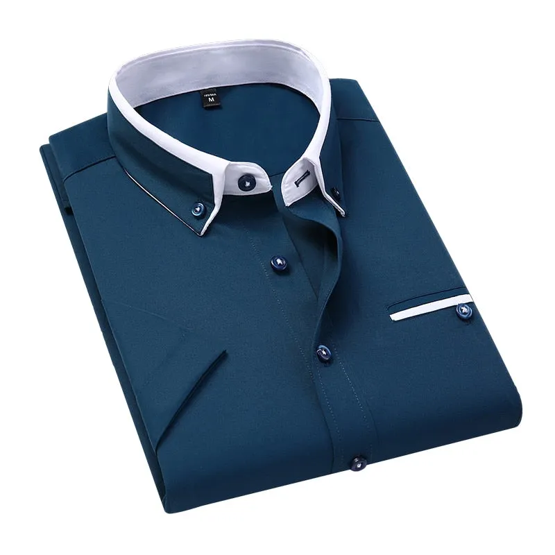 Summer Shirt Men's Short Sleeves Button Up Shirt Turn-down Collar Casual Clothing