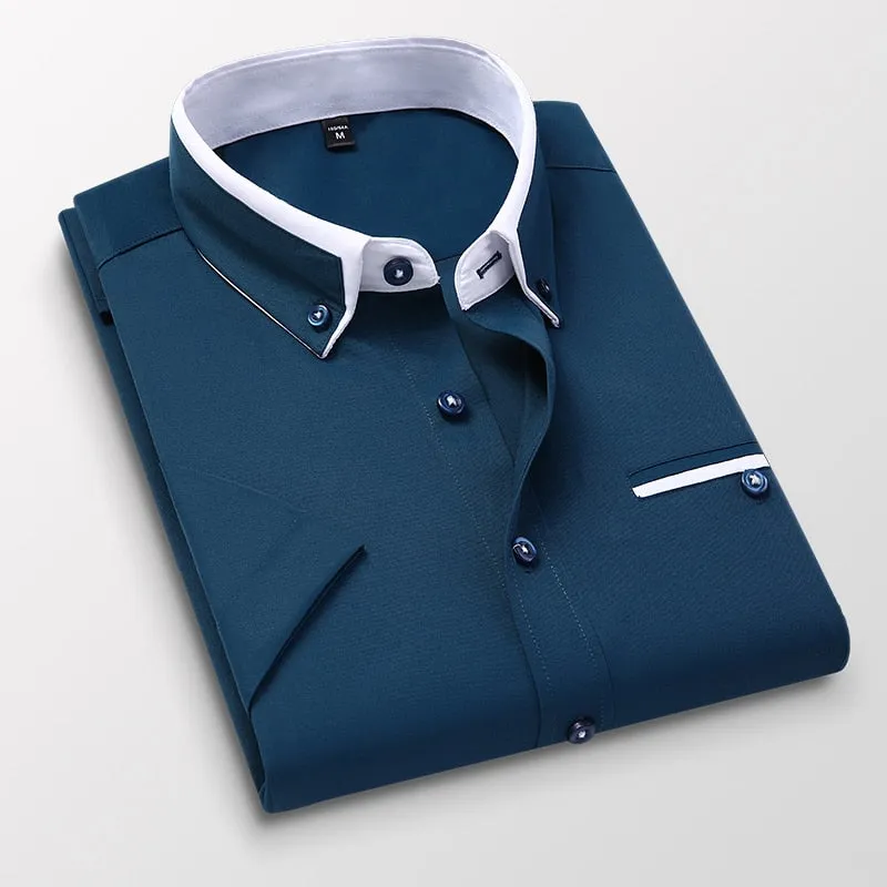 Summer Shirt Men's Short Sleeves Button Up Shirt Turn-down Collar Casual Clothing