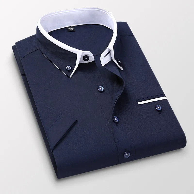 Summer Shirt Men's Short Sleeves Button Up Shirt Turn-down Collar Casual Clothing